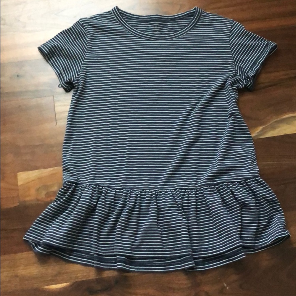 Caslon XS navy and white peplum shirt